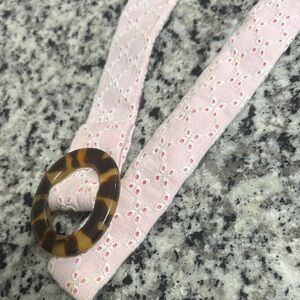 Elegant Pink Eyelet Belt with Tortoise Shell Buckle